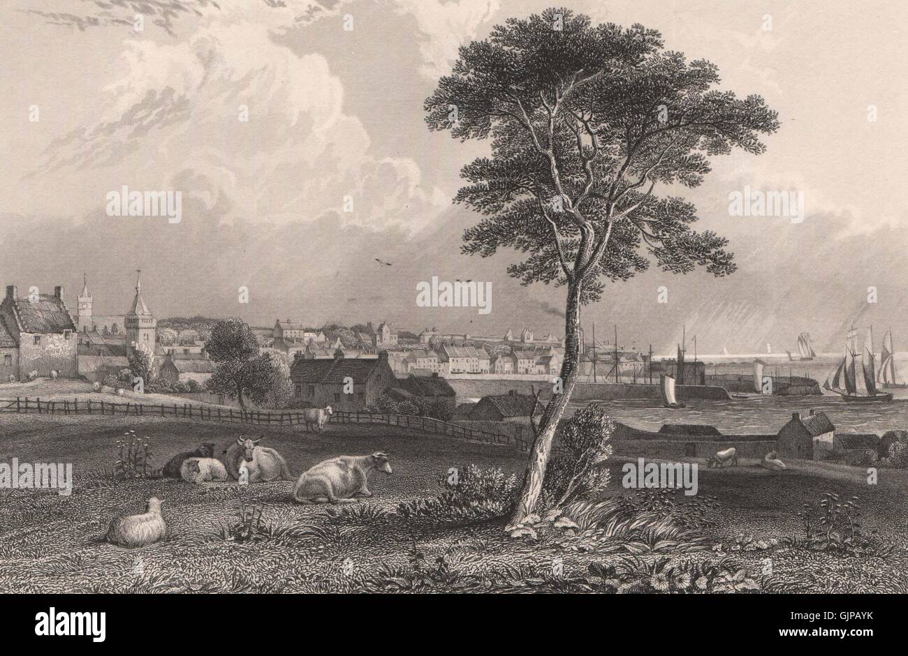 Anstruther, Fife. Schottland, antiken print 1845 Stockfoto