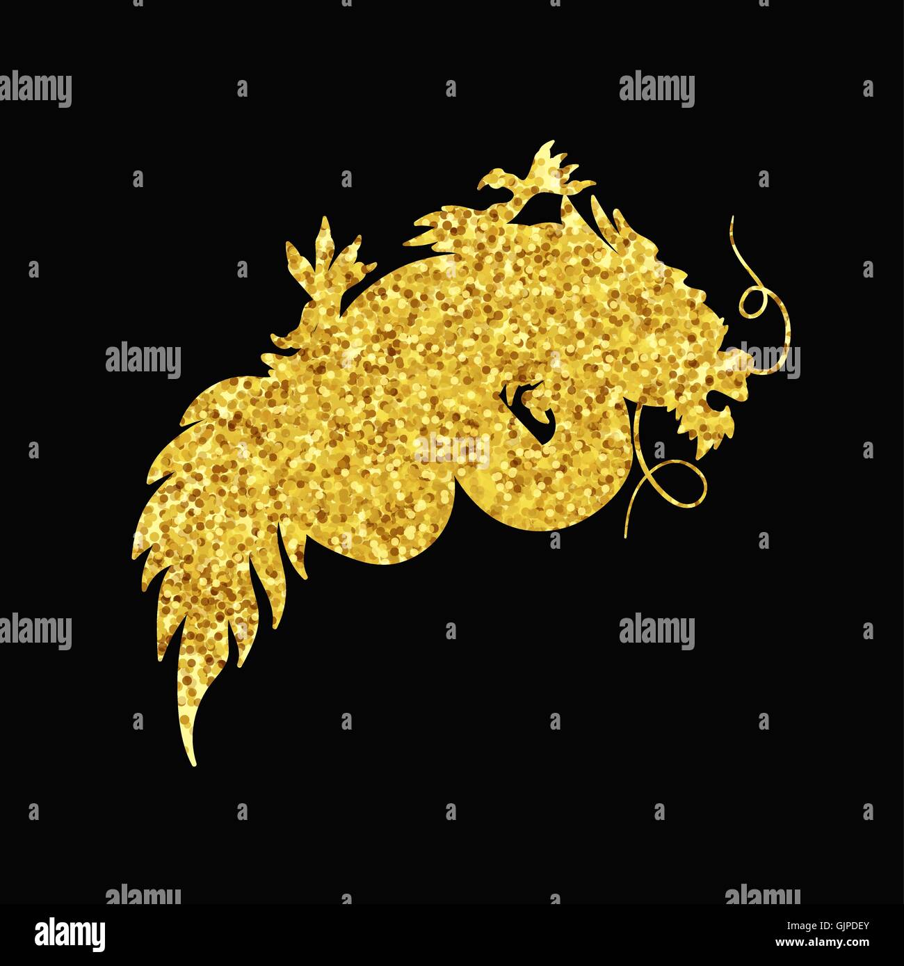 Isolierte chinesische Gold Drache aus funkelt. Vektor Stock Vektor