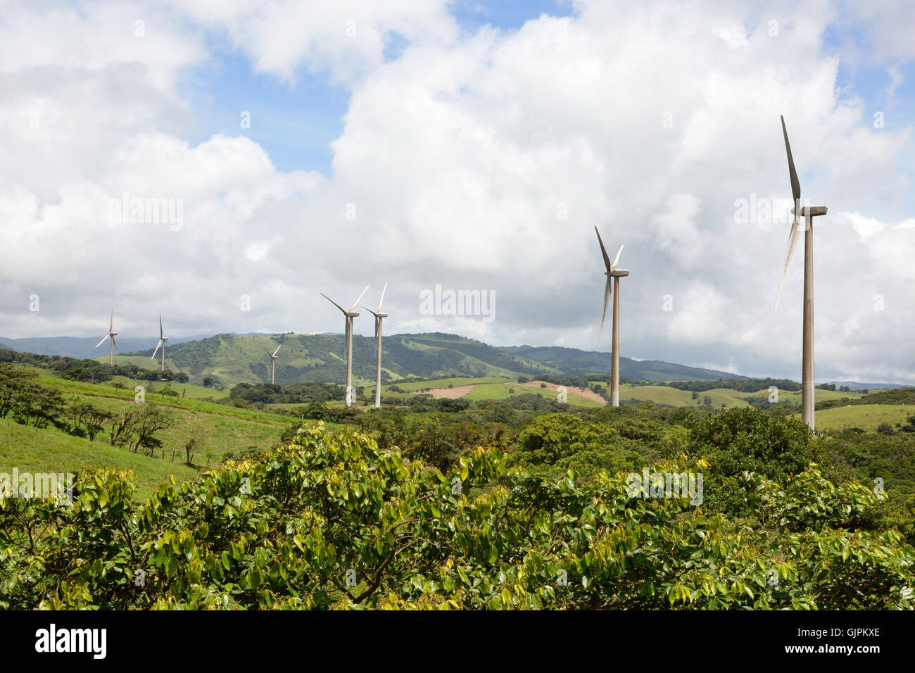 Windpark mit Windkraftanlagen, Provinz Alajuela, Costa Rica, Mittelamerika; Nachhaltigkeit Mittelamerika Stockfoto