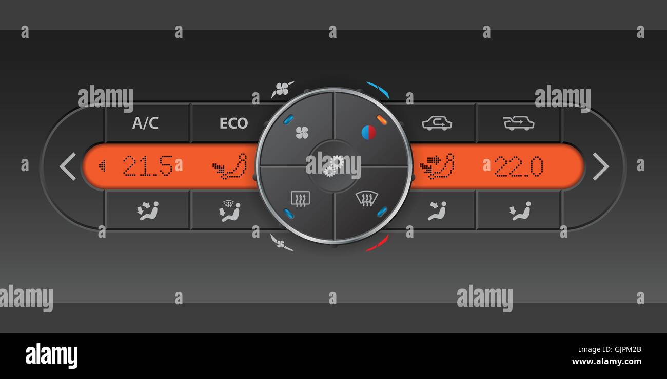 Digitale Luft-Zustand-Control-Panel mit orange LCD Stock Vektor