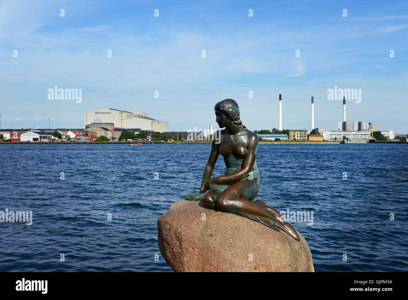 Kopenhagen, Dänemark - 23. Juli 2016: Die berühmte Statue der kleinen Meerjungfrau in Kopenhagen Stockfoto