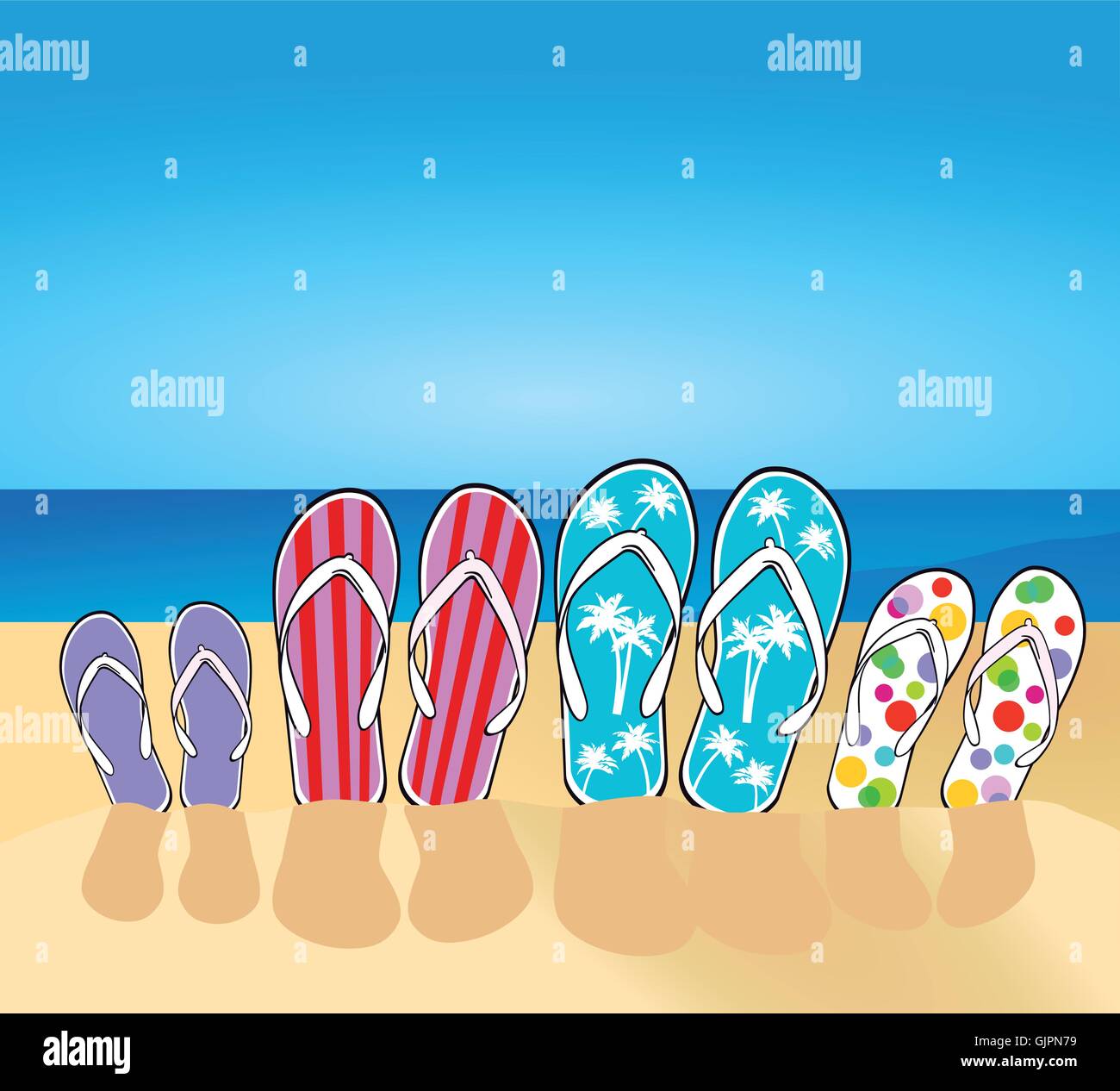 Flip Flops am Strand Stock Vektor