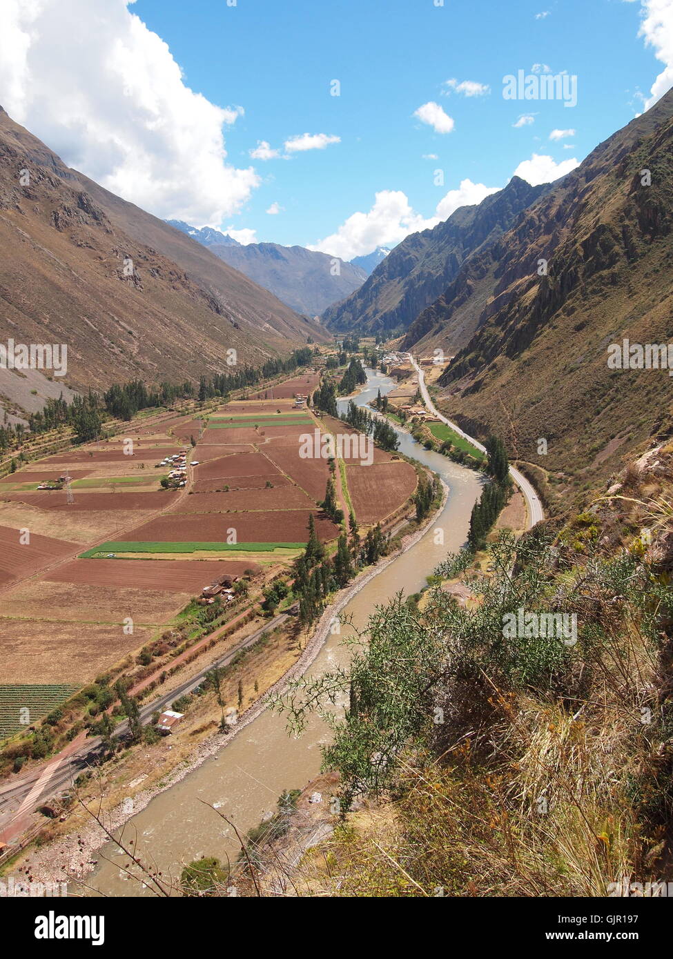 Heiliges Tal von Via Ferrata Klettern, Cusco, Peru. Stockfoto