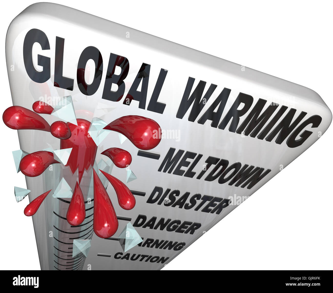 Globale Erwärmung Thermometer zeigt Anstieg der Temperaturen der Welt Stockfoto