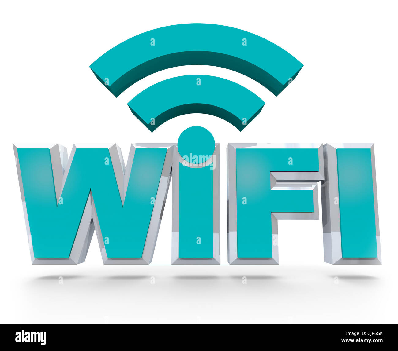 WiFi - Buchstaben blau symbolisiert WLAN Hotspot-Bereich Stockfoto