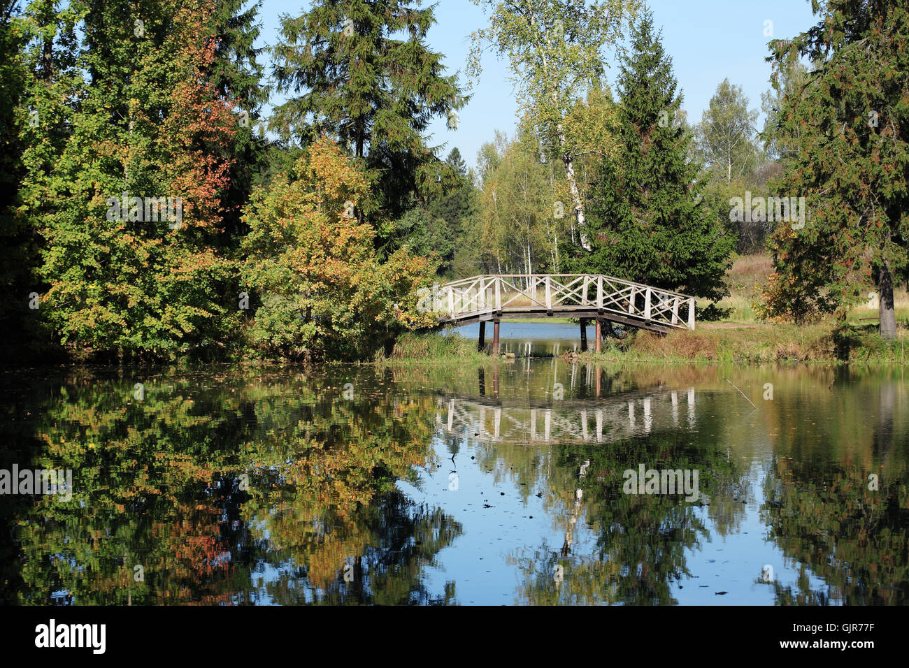 Holzbrücke Stockfoto