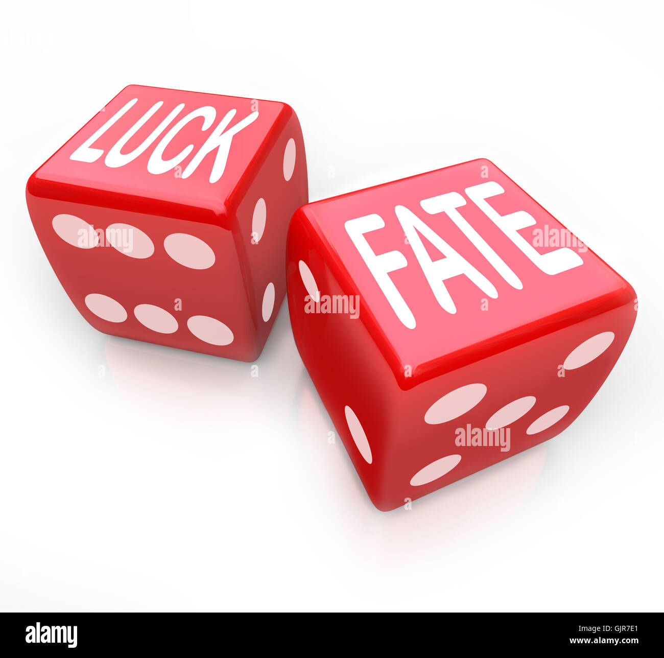 Glück und Schicksal - zwei rote Würfel spielen Ihre Zukunft Stockfoto