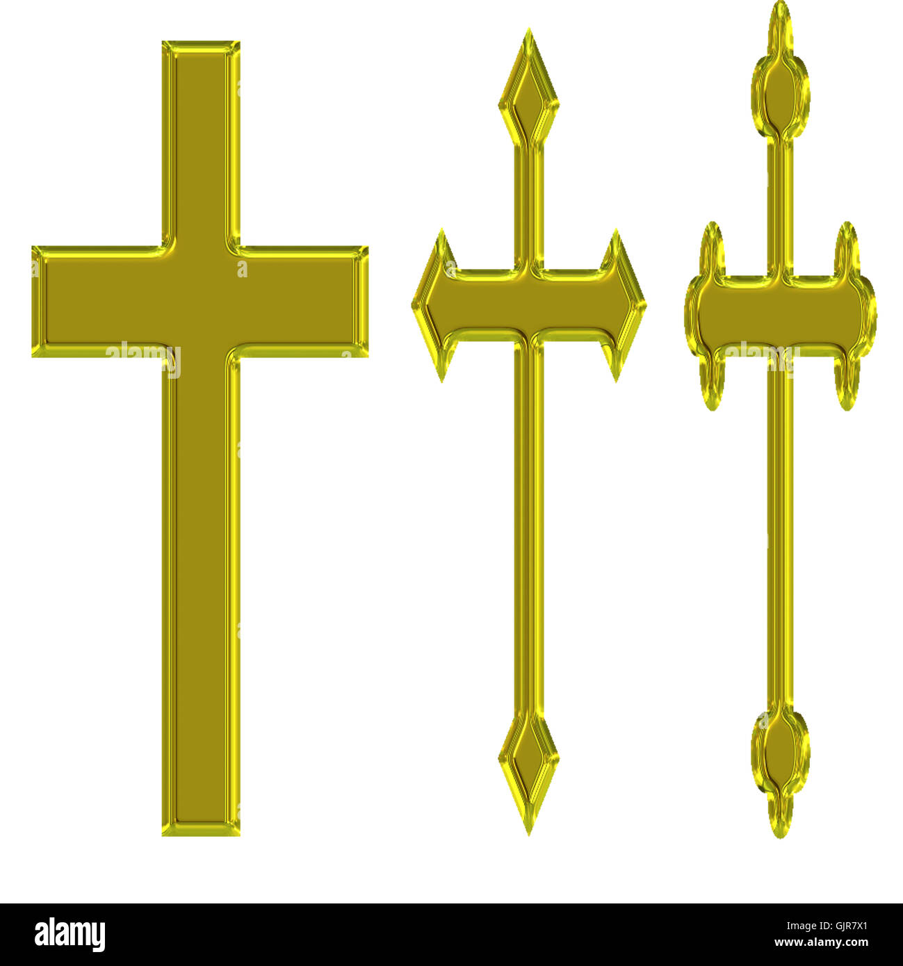 drei goldene Kreuze Stockfoto