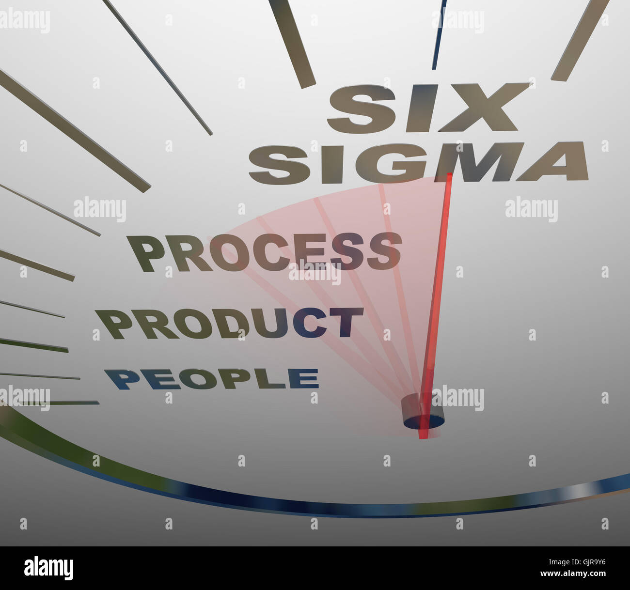 Six-Sigma - Tacho Beschleunigung zur Zertifizierung Stockfoto
