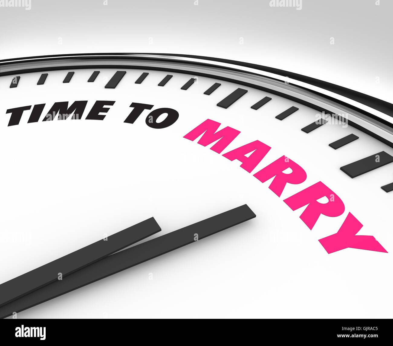 Zeit zu heiraten - Uhr für die Trauung Stockfoto