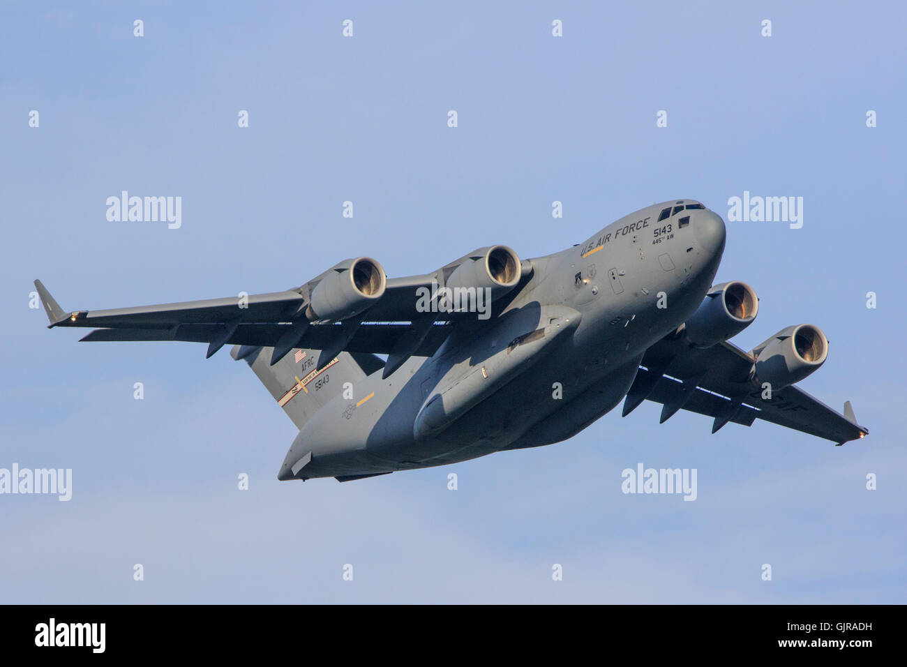 C-17A Globemaster III Frachtflugzeug von Dayton Ohio Wright Patterson Air Force Base Stockfoto