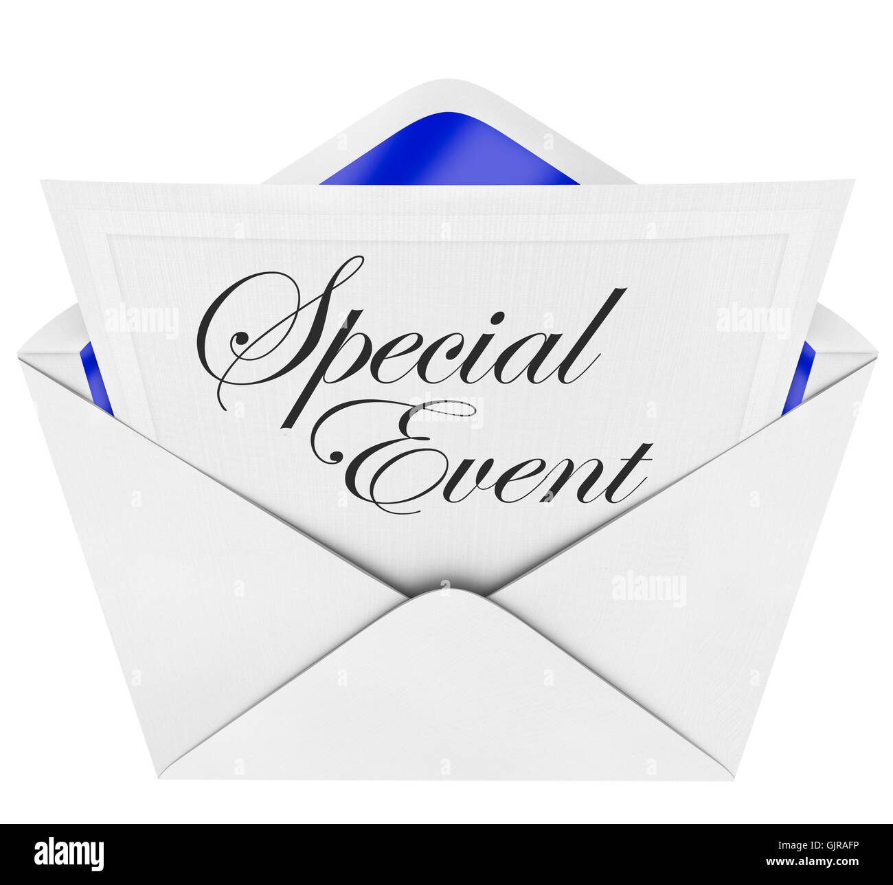 Spezielle Event - Einladung und geöffneten Umschlag Stockfoto