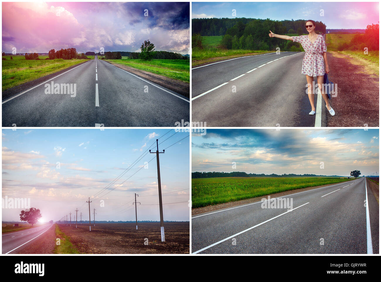 Collage. Vielzahl von Autobahn Stockfoto