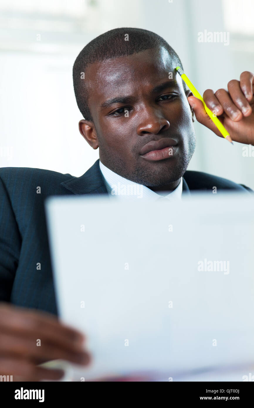 Schreibtisch Business Mann Geschäftsmann Stockfoto