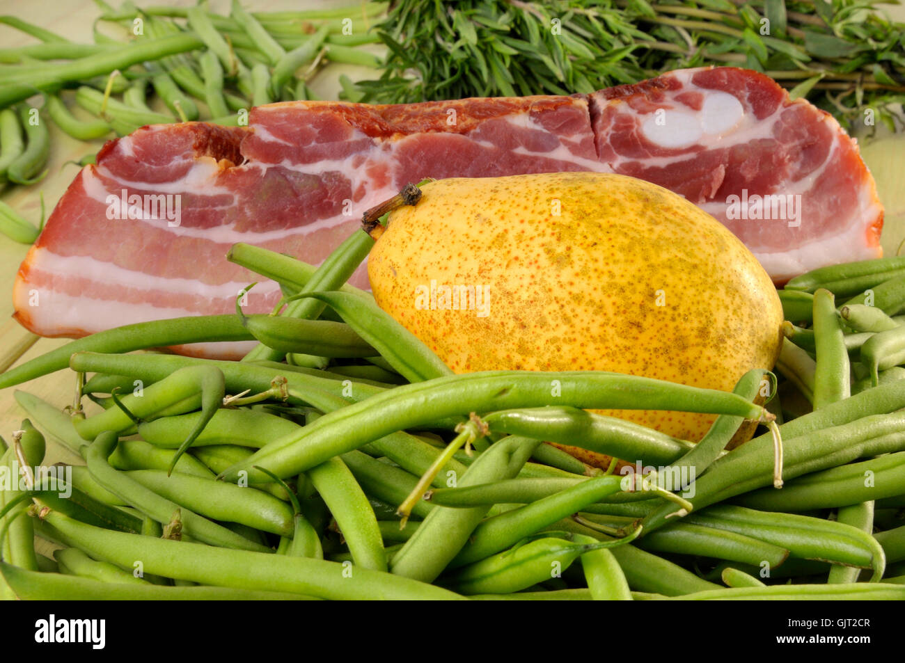 Obst-Bohnen-Gemüse Stockfoto