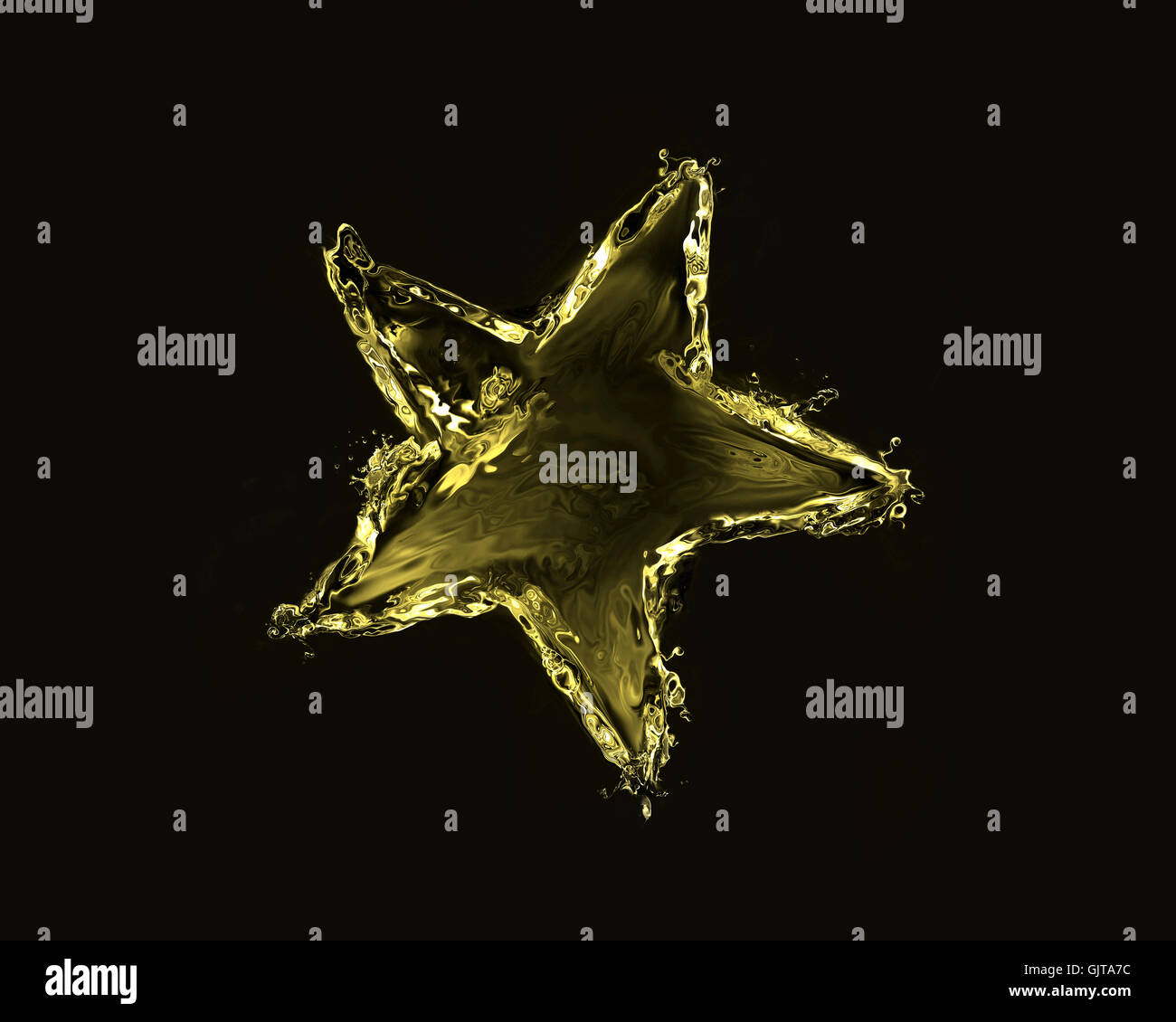 Eine Sternform aus flüssigem Gold gemacht. Stockfoto