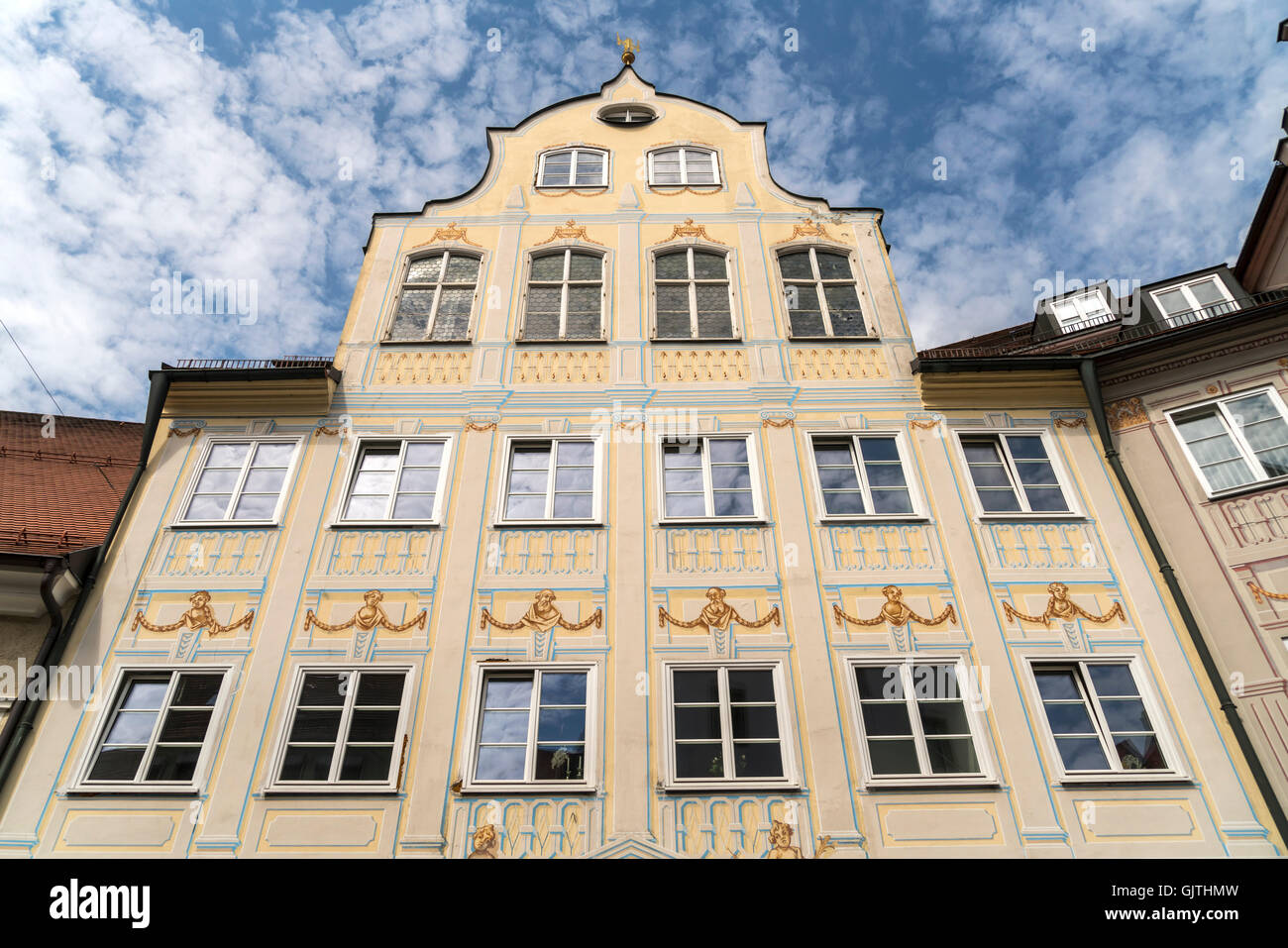 alte Stadt-Fassade in Kempten, Allgäu, Bayern, Deutschland Stockfoto