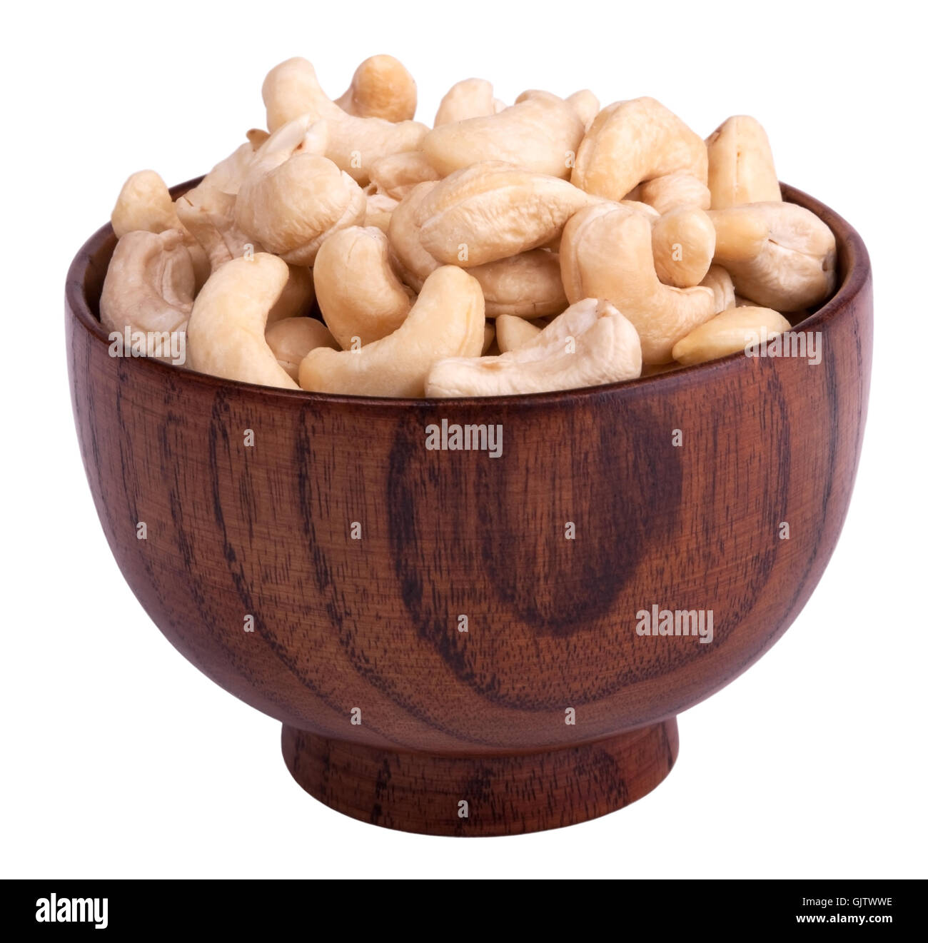 Cashew-Nüssen in Holzschale Stockfoto
