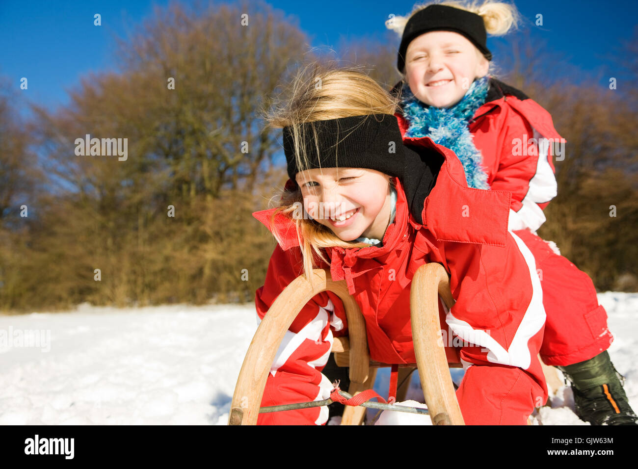 Winter Bobbahn Schlitten Stockfoto