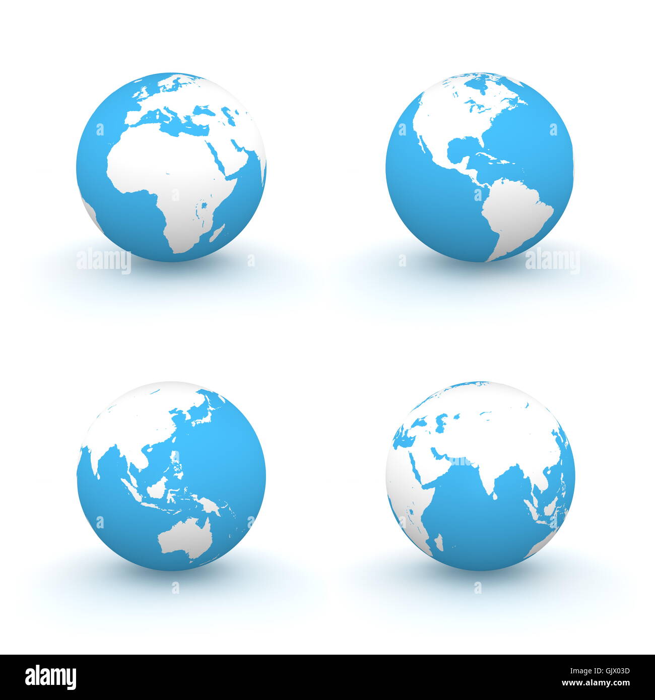 blaue vier Globus Stockfoto