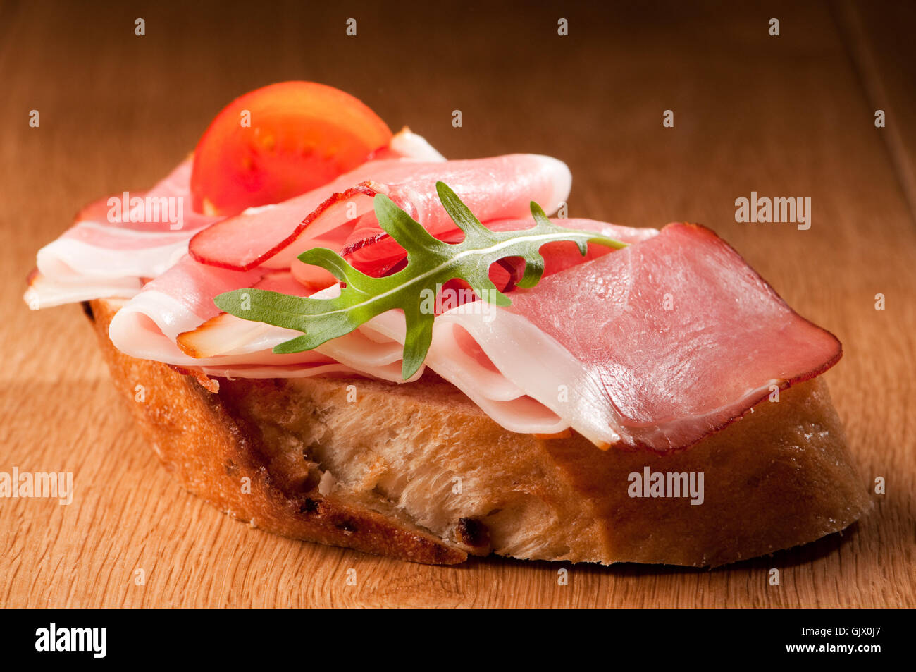 Open Sandwich Schinken Stockfoto