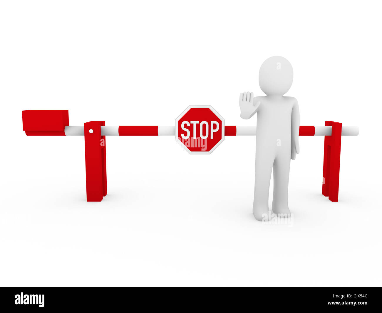 3D menschlichen Stop Barrier rot Stockfoto