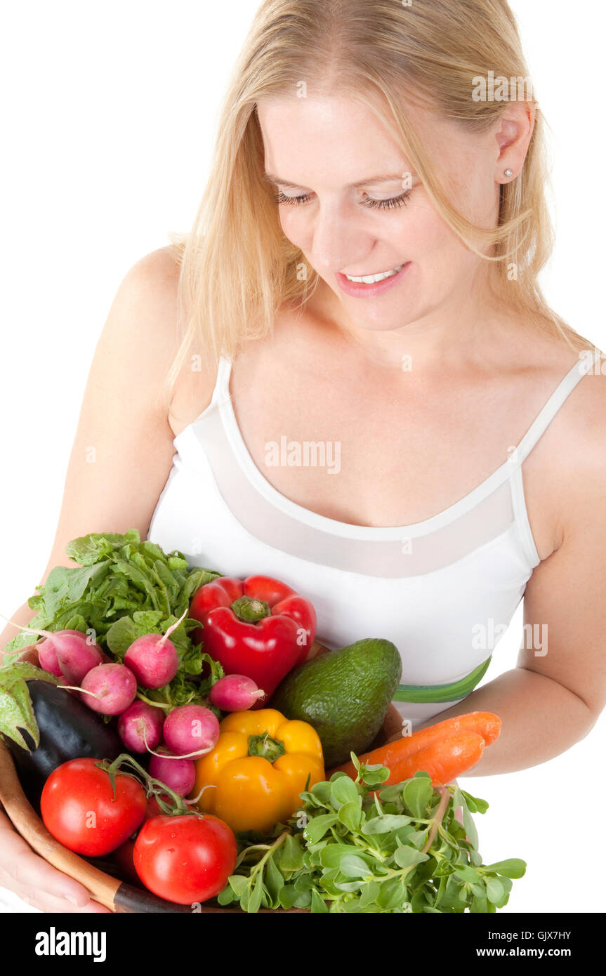 Frau Gesundheit Vitamine Stockfoto