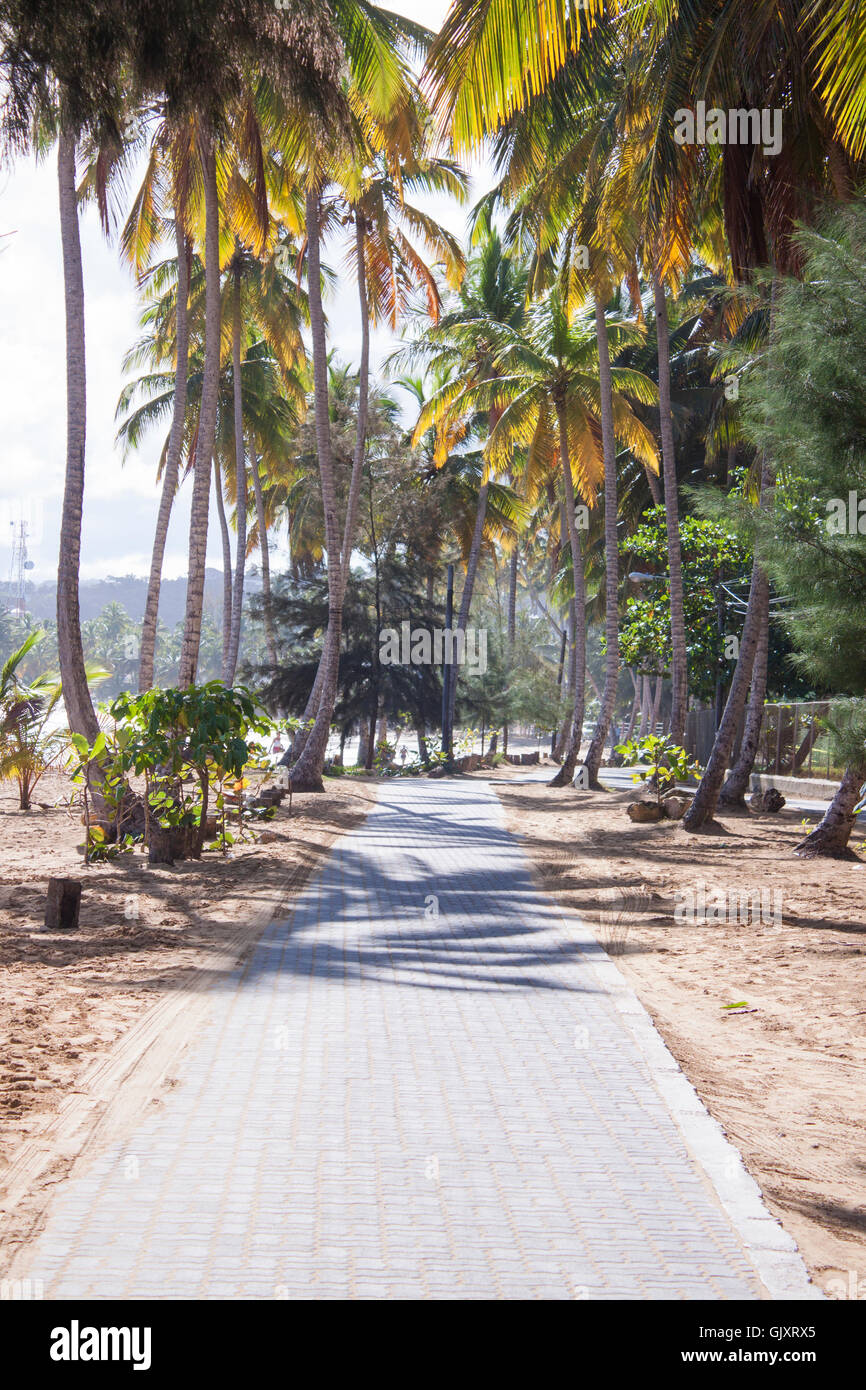 Strandstraße in Las Terrenas, Samana, Dominikanischen Republik Stockfoto
