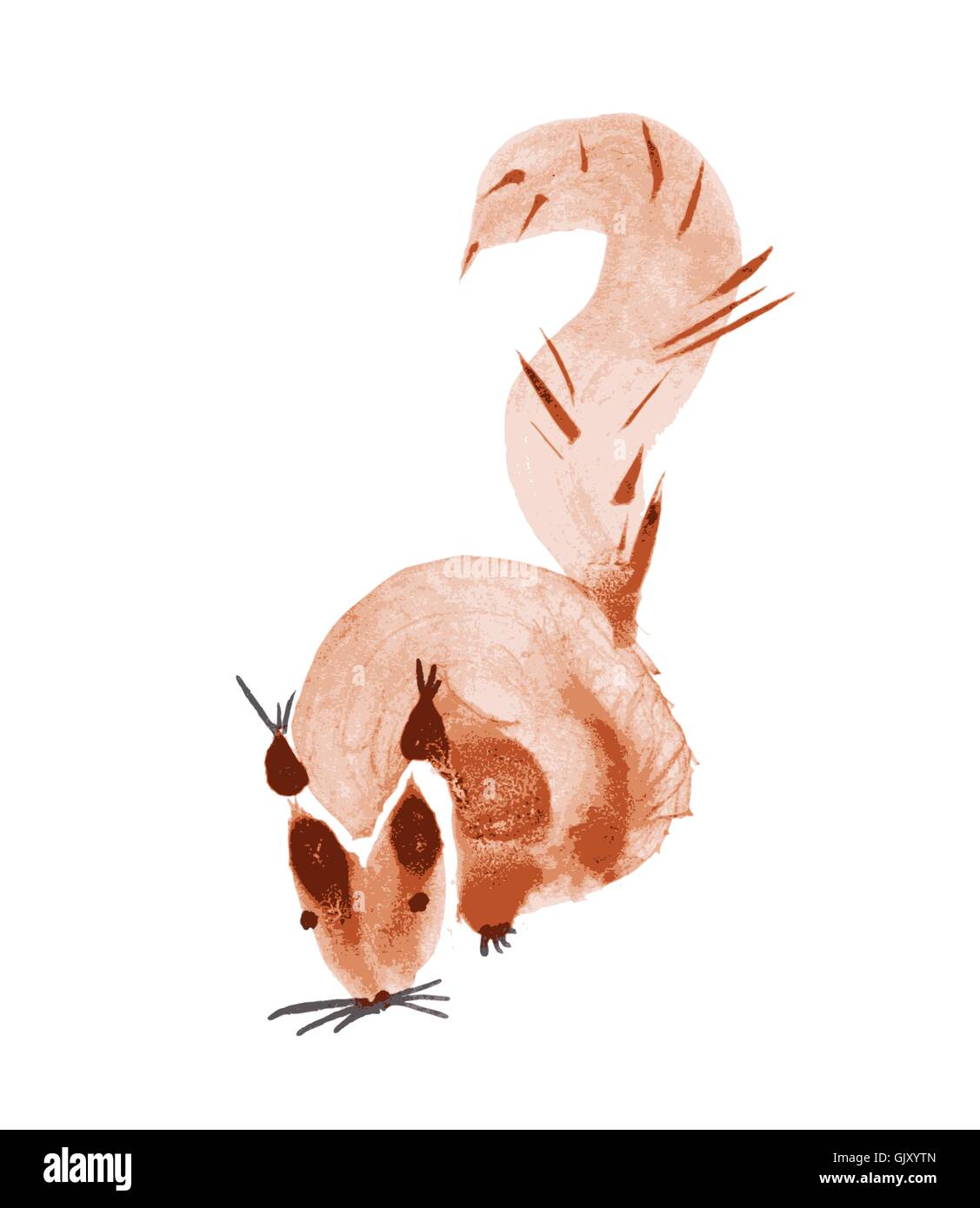 Aquarell Eichhörnchen. Hand gezeichnet Vektor Stock-Vektorgrafik - Alamy