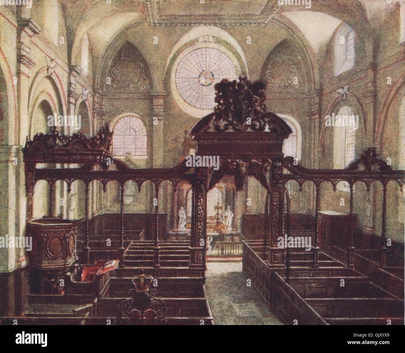 All Hallows-Kirche Upper Thames Street 1894. Philip Norman. Verschwundene London 1905 Stockfoto