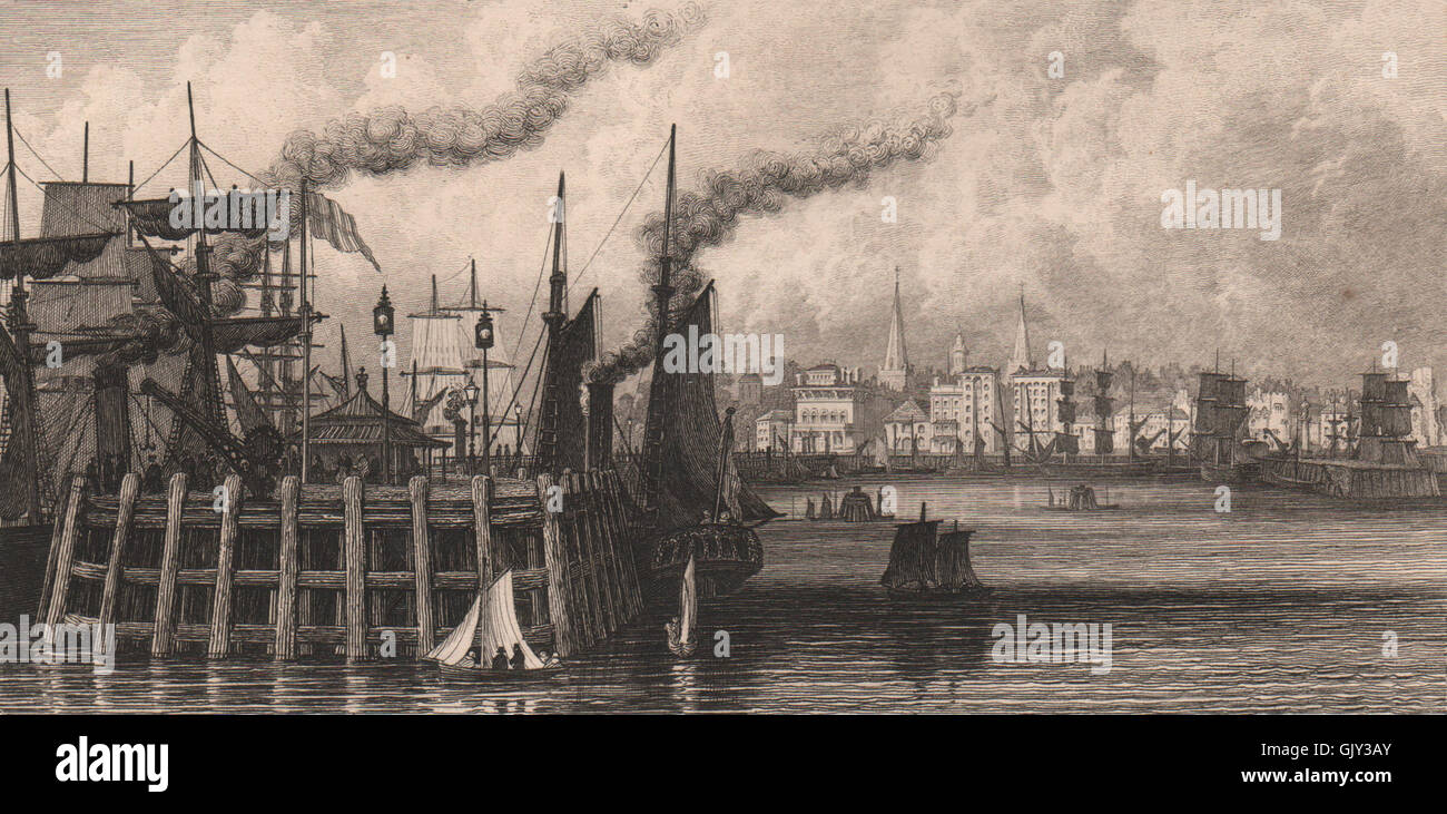 SOUTHAMPTON, aus dem Wasser. BRANNON, antiken print 1853 Stockfoto