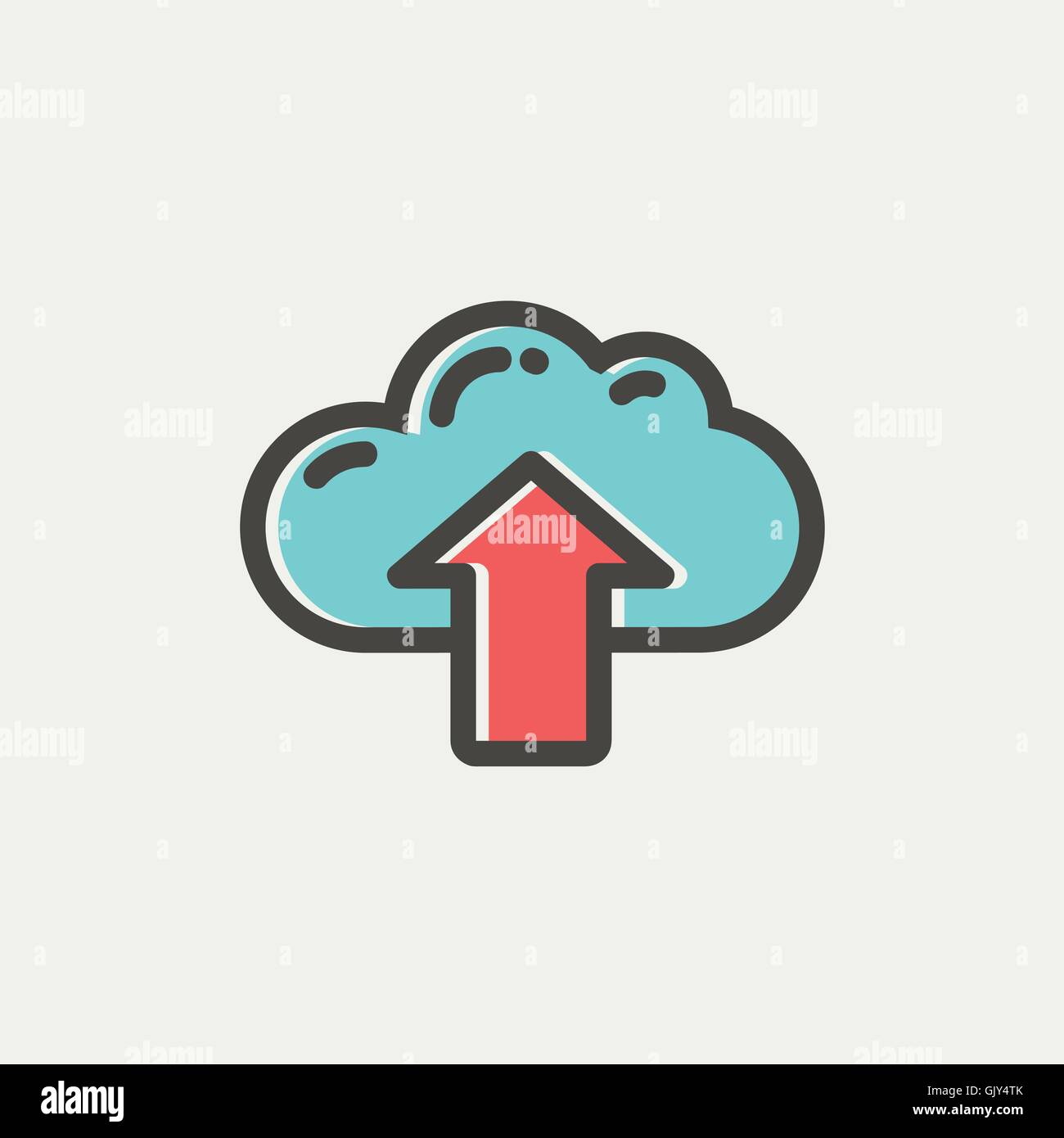 Wolke mit Pfeil nach oben dünne Liniensymbol Stock Vektor