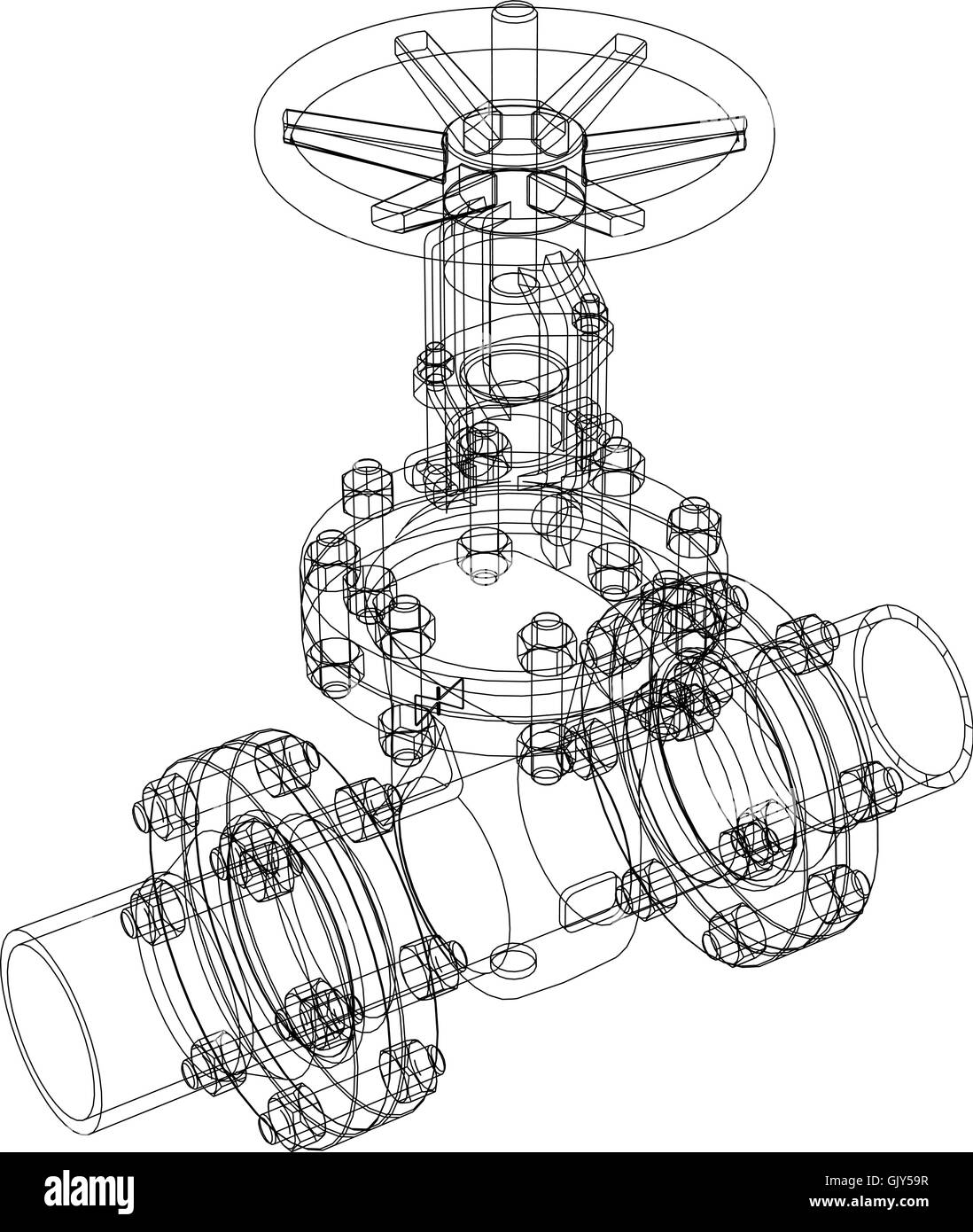 Industrielle Ventil. Vector Rendering von 3d Stock Vektor