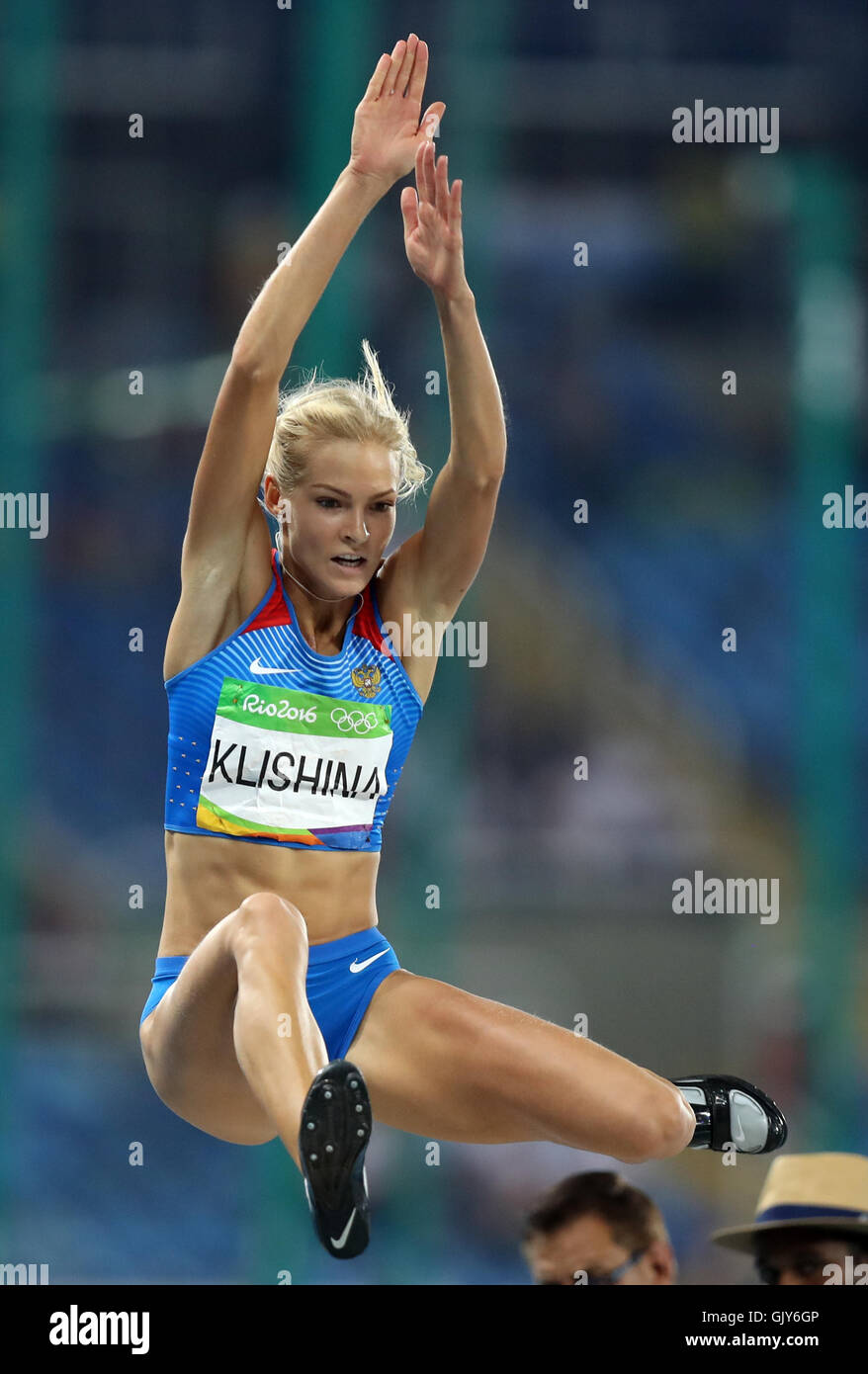 Die Russin Darya Klishina beim Finale der Frauen im Olympiastadion am zwölften Tag der Olympischen Spiele in Rio, Brasilien. Bilddatum: Mittwoch, 17. August 2016. Bildnachweis sollte lauten: Mike Egerton/PA Wire. Stockfoto