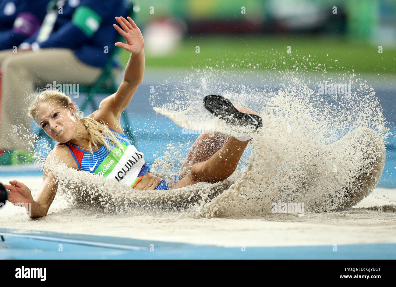 Russlands Darya Klishina während der Frauen der Weitsprung Finale im Olympiastadion am zwölften Tag der Olympischen Spiele in Rio, Brasilien. Bild Datum: Mittwoch, 17. August 2016. Bildnachweis sollte lauten: Mike Egerton/PA Wire. NUR ZUR REDAKTIONELLEN VERWENDUNG Stockfoto
