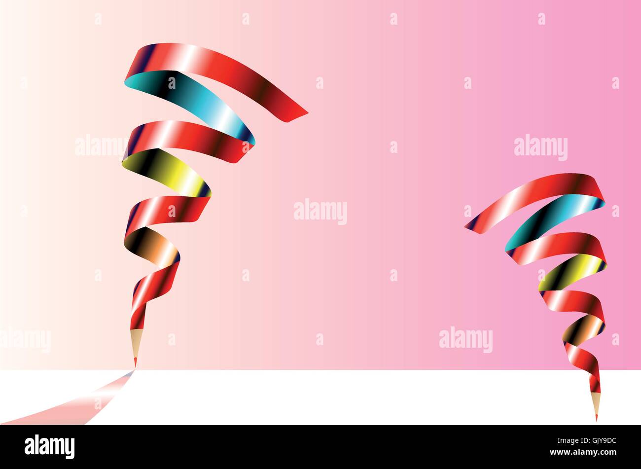 Farbe Bänder Stiftsymbol 3D Stock Vektor