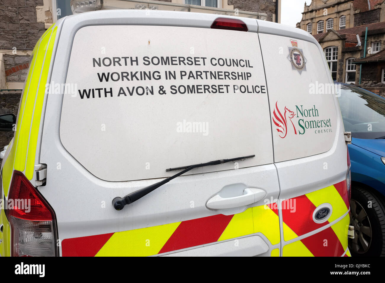 North Somerset des Rates, Patrouille Fahrzeuge in enger Zusammenarbeit mit Avon und Somerset Polizei. 17. August 2016 Stockfoto