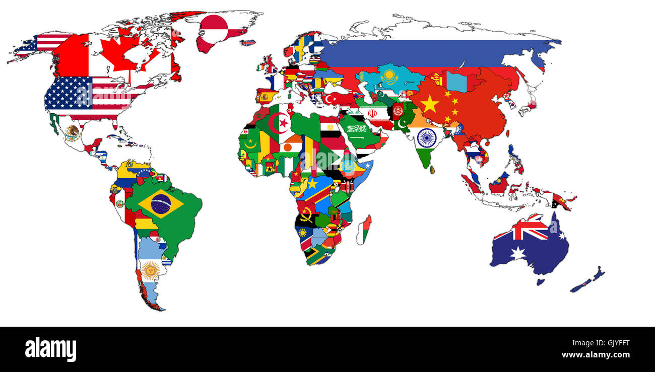 politische Landkarte der Welt Stockfoto