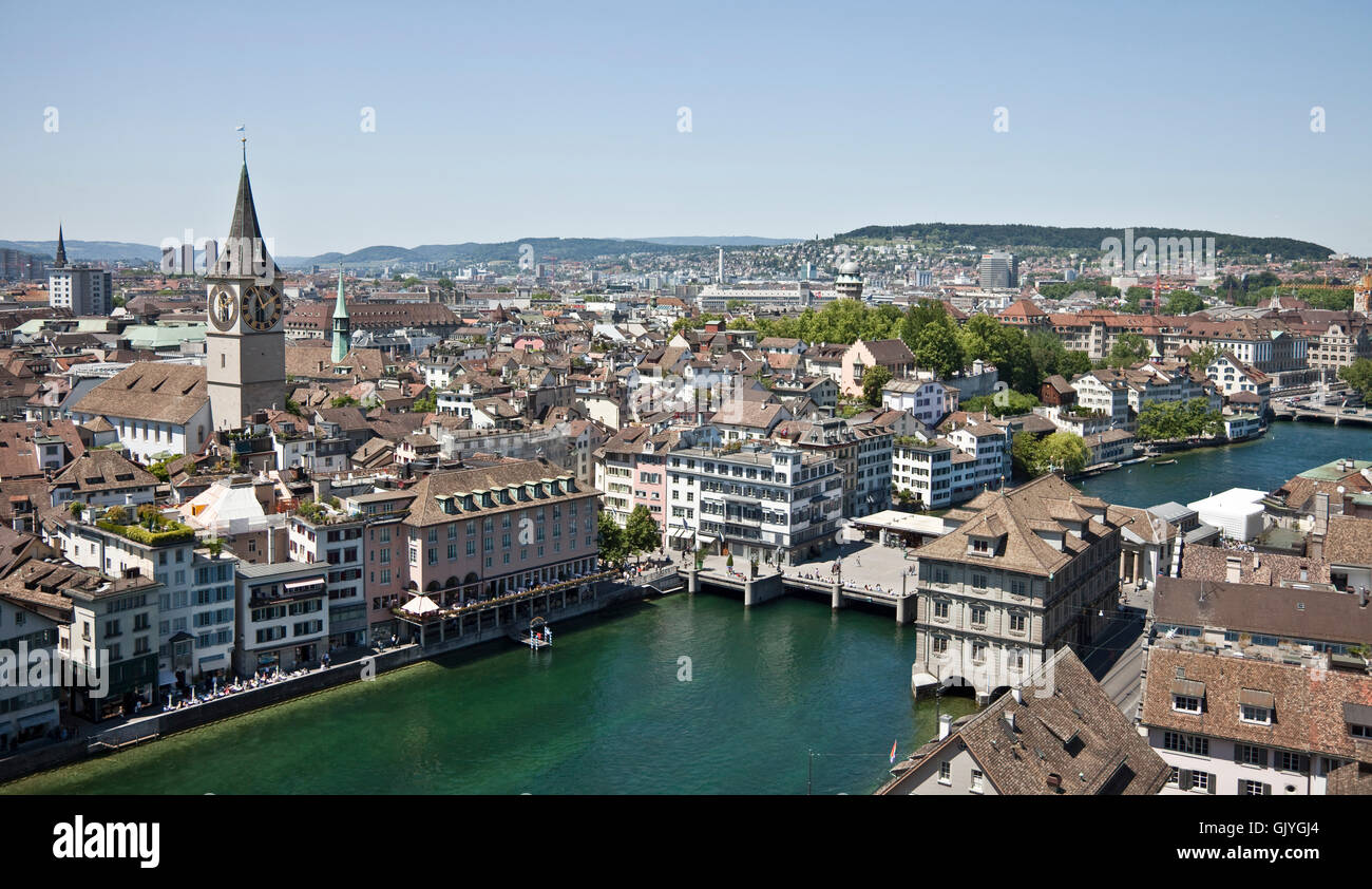 Stadt der Schweiz Zürich anzeigen Stockfoto