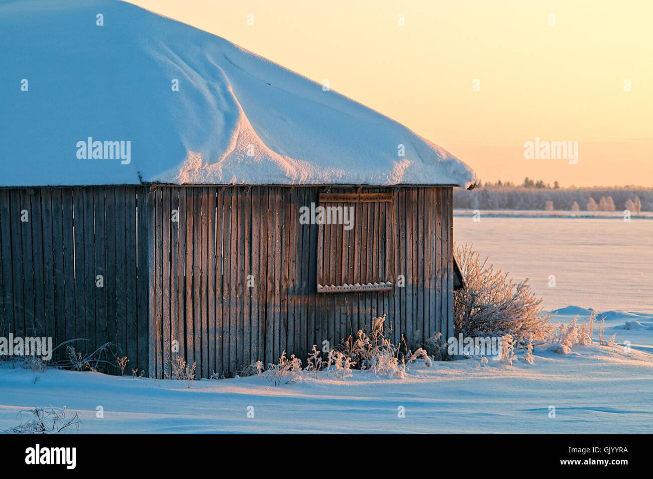 Winter-Scheune Stockfoto