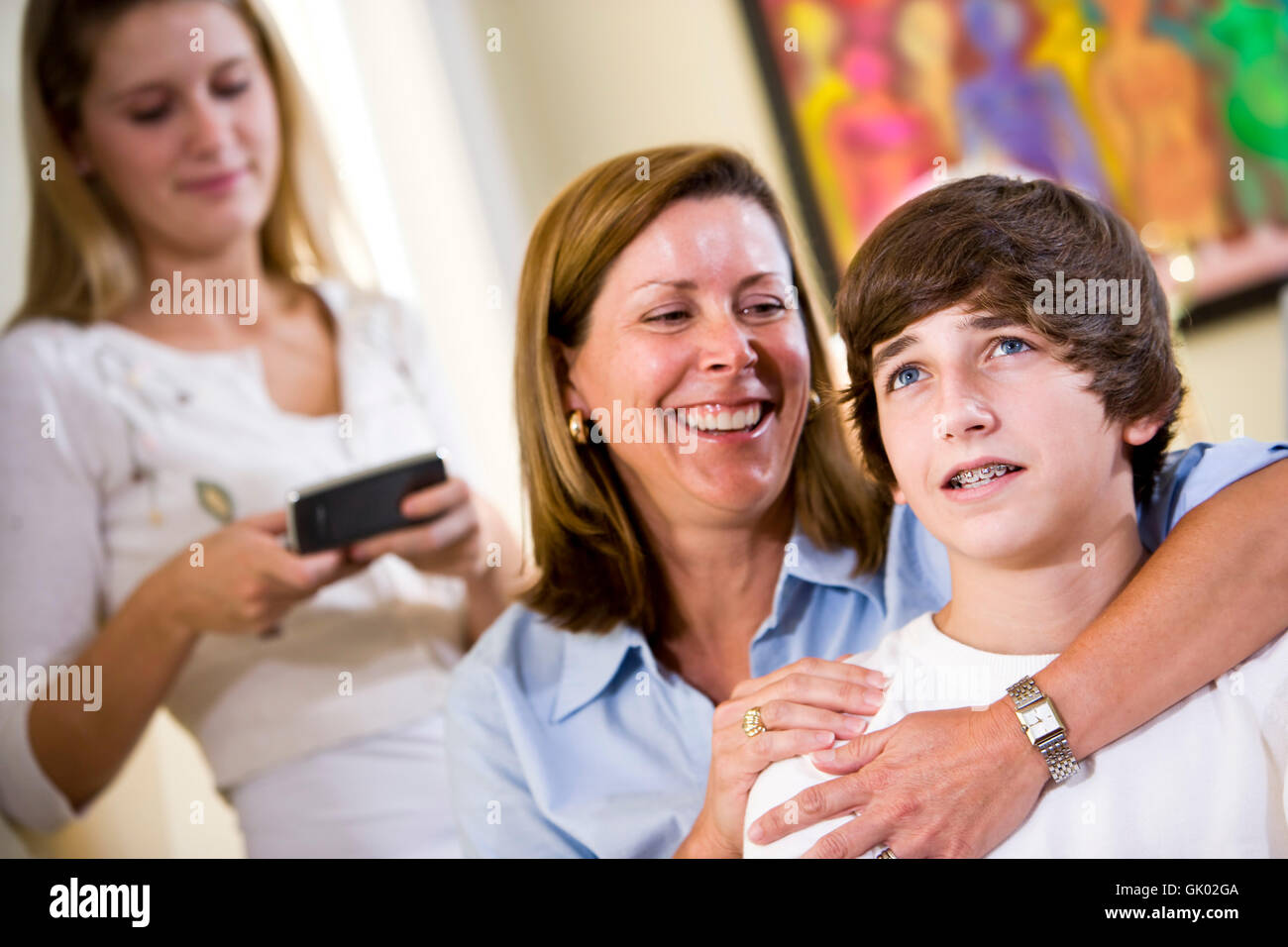 Teen Sohn Mutter Stockfoto