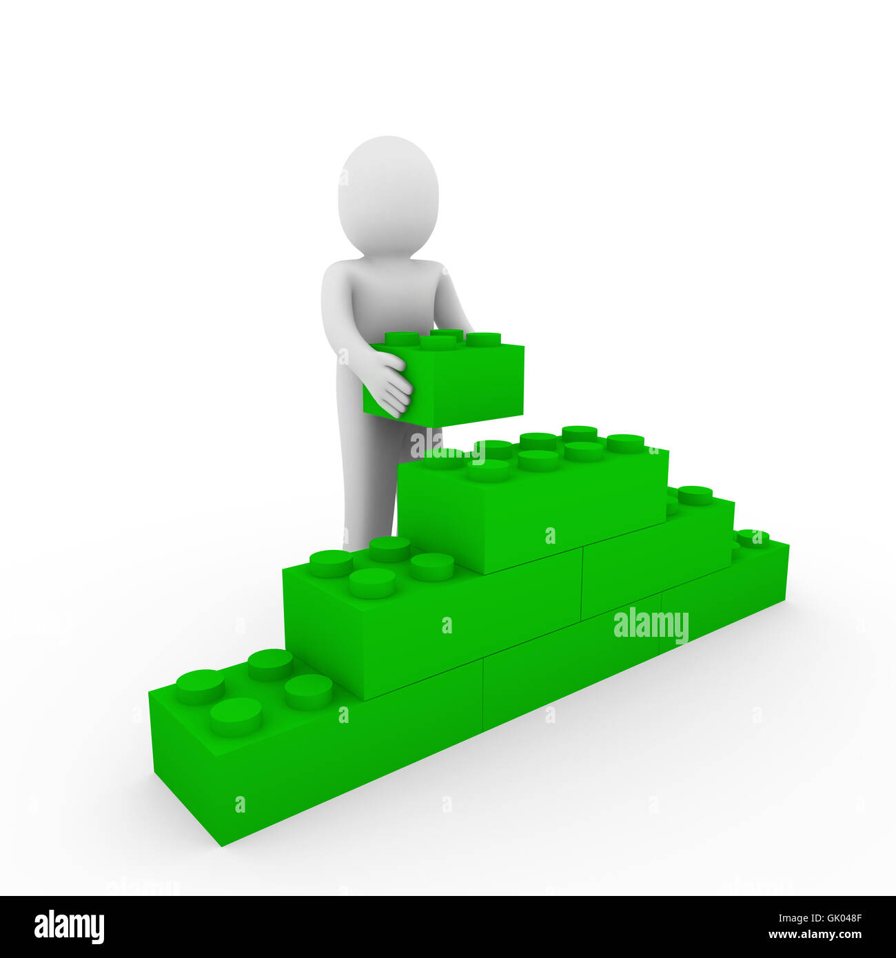 3D Menschen grüne Wandstein Stockfoto
