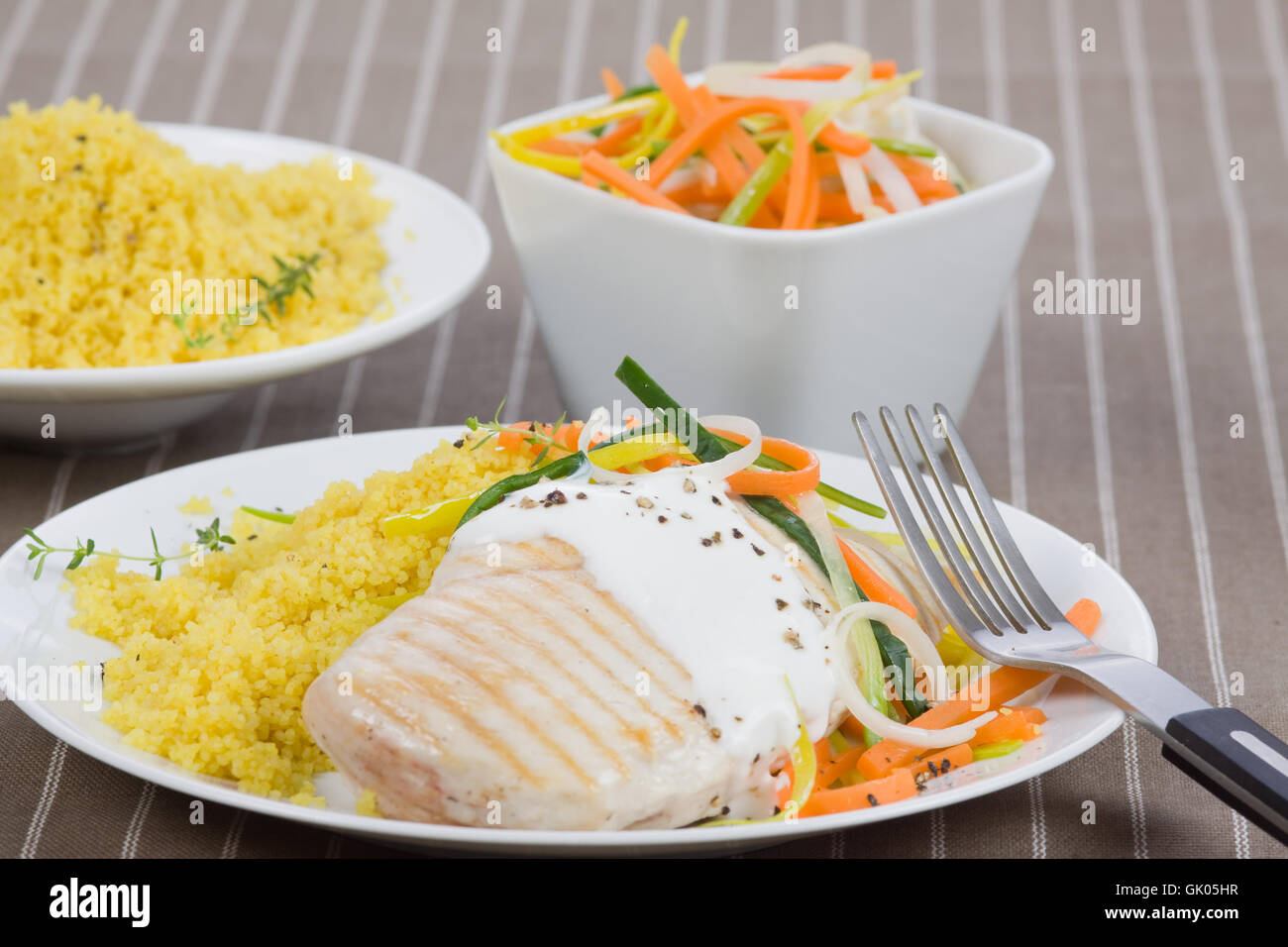 Hühnchen-Gemüse-Gerichte Stockfoto