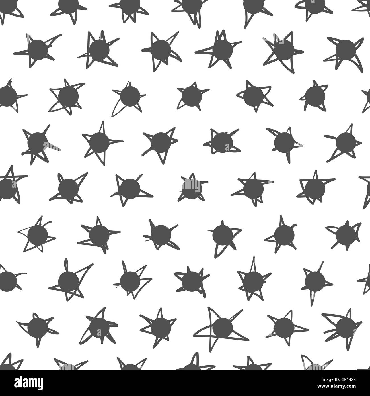 Nahtlose schwarz-weiß-Muster. Polka Dot Textur. Stilvolle Doodle-Sternen-Print Stock Vektor