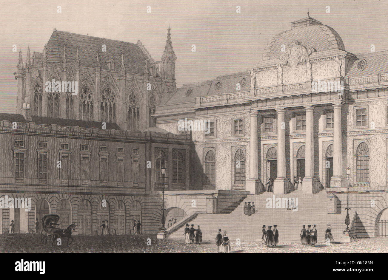 PARIS. Palais de Justice aus Hof. BICKNELL, antiken print 1845 Stockfoto