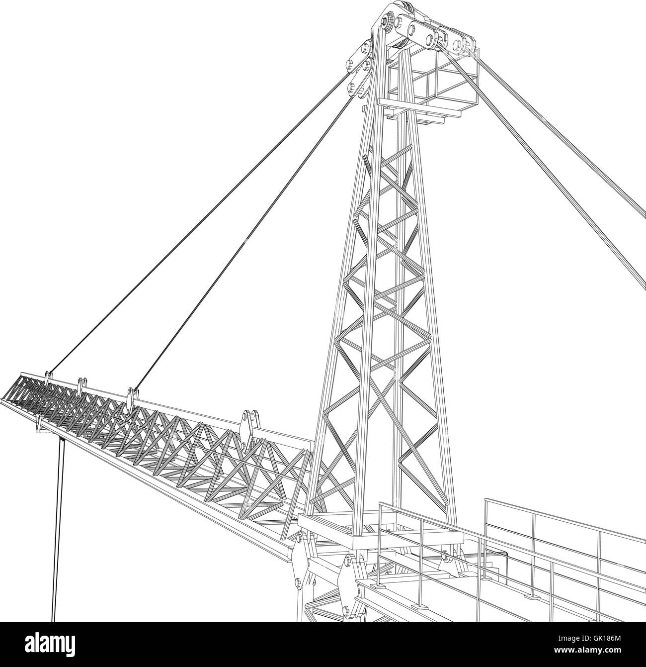 Bau-Turmdrehkran. Vector Rendering von 3d Stock Vektor