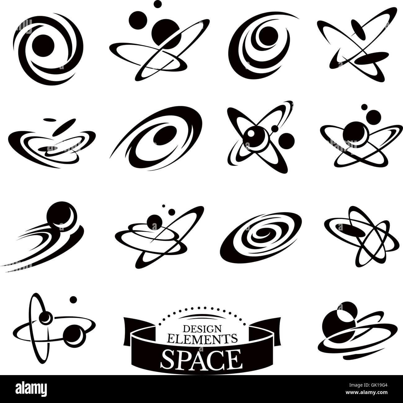 Reihe von abstrakten Raum-Symbole-Vektor-illustration Stock Vektor