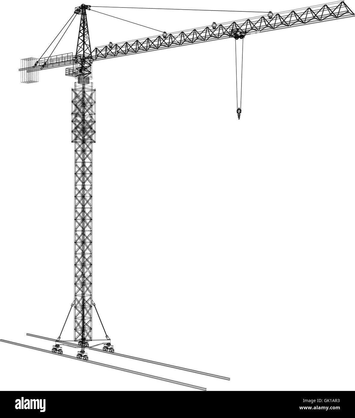 Bau-Turmdrehkran. Vector Rendering von 3d Stock Vektor