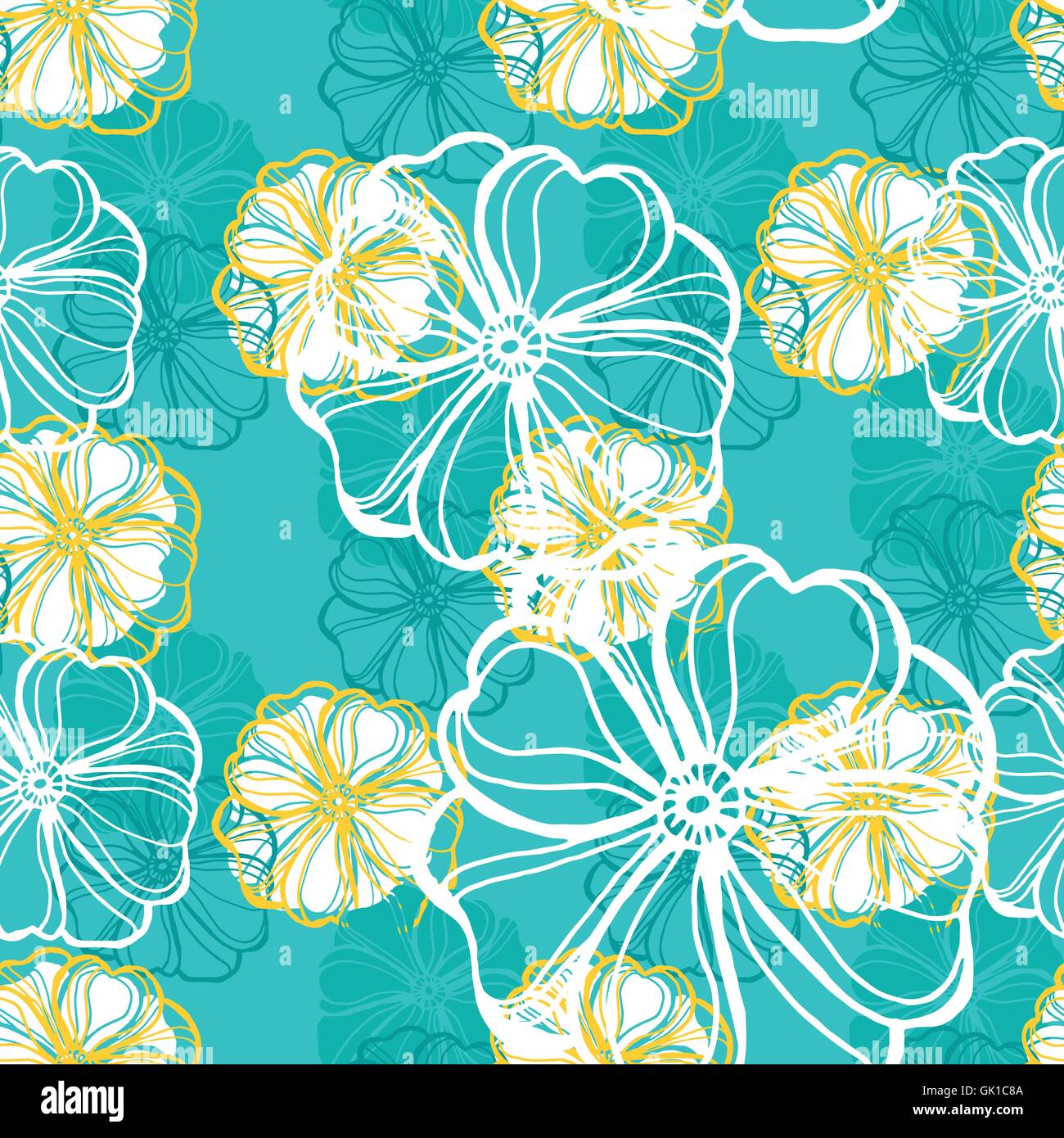 Nahtlose Muster mit tropischen Hibiskusblüten. Stock Vektor