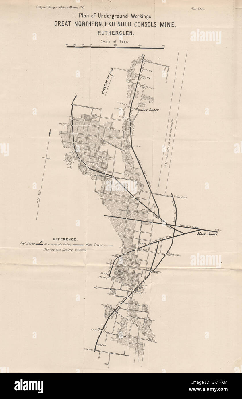 Great Northern erweitert Consols Mine, Rutherglen. Victoria, Australien, 1909 Karte Stockfoto